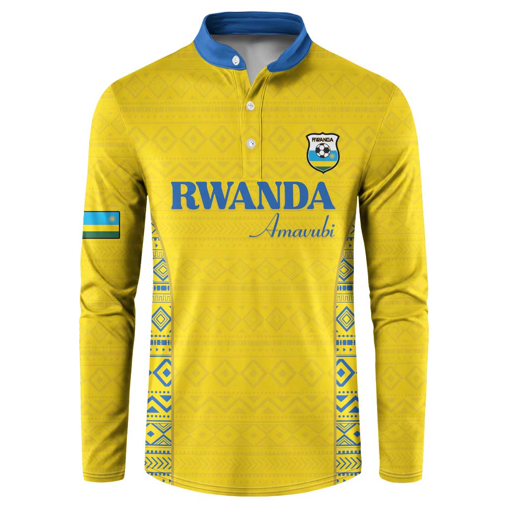 Rwanda Football Custom Button Sweatshirt Stand With Amavubi - Yellow
