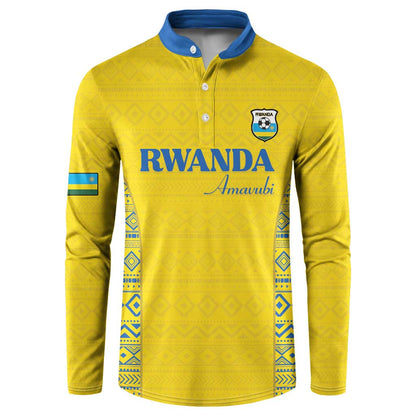 Rwanda Football Custom Button Sweatshirt Stand With Amavubi - Yellow