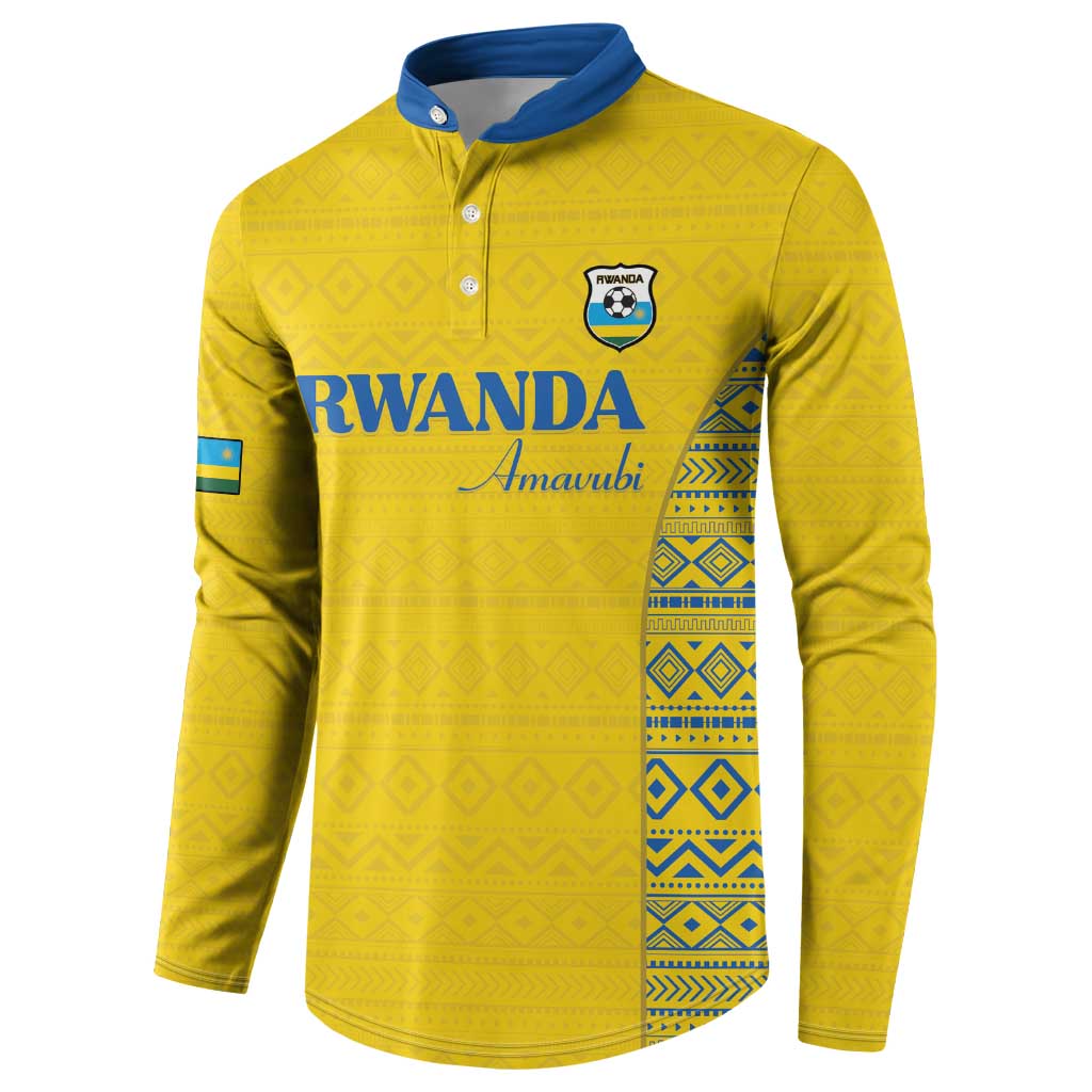Rwanda Football Custom Button Sweatshirt Stand With Amavubi - Yellow