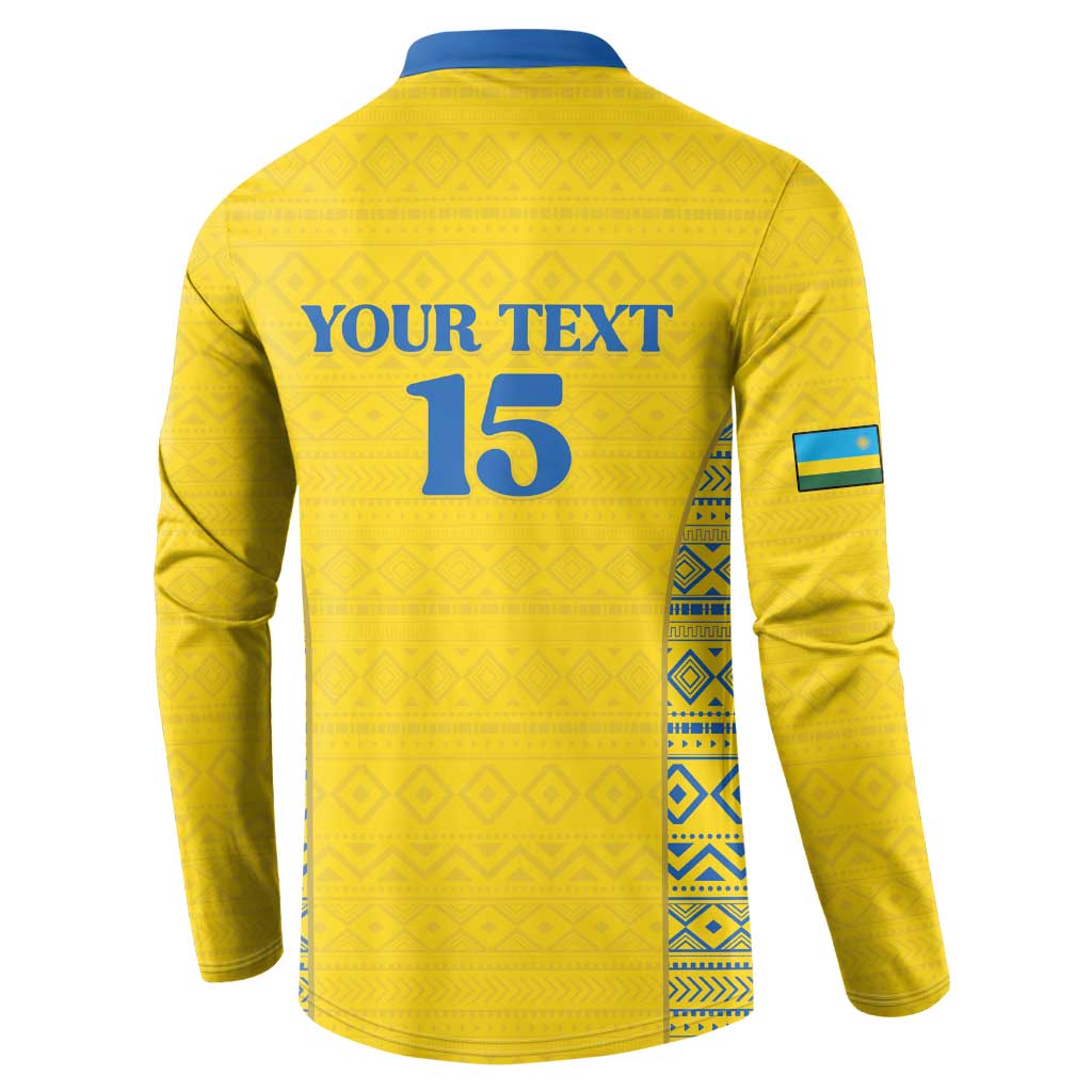 Rwanda Football Custom Button Sweatshirt Stand With Amavubi - Yellow
