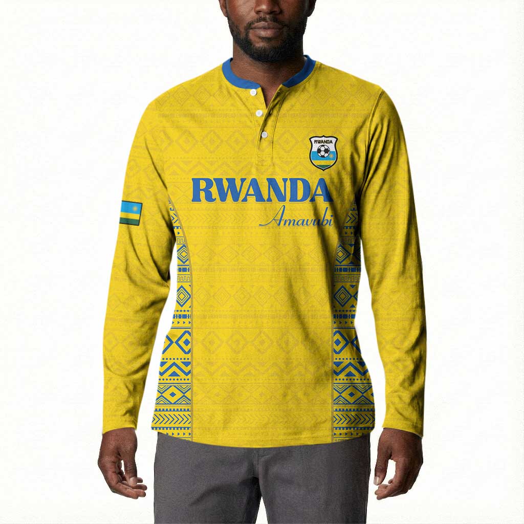 Rwanda Football Custom Button Sweatshirt Stand With Amavubi - Yellow