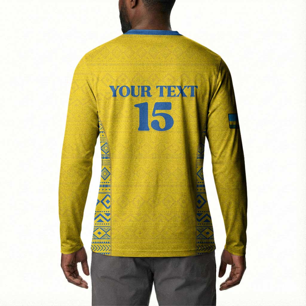 Rwanda Football Custom Button Sweatshirt Stand With Amavubi - Yellow