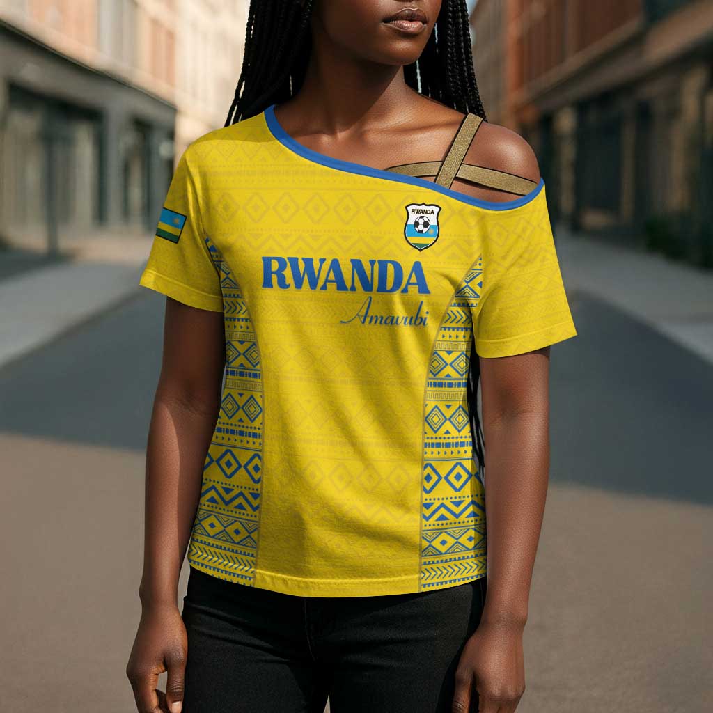 Rwanda Football Custom Cross Shoulder Shirt Stand With Amavubi - Yellow - African Pride