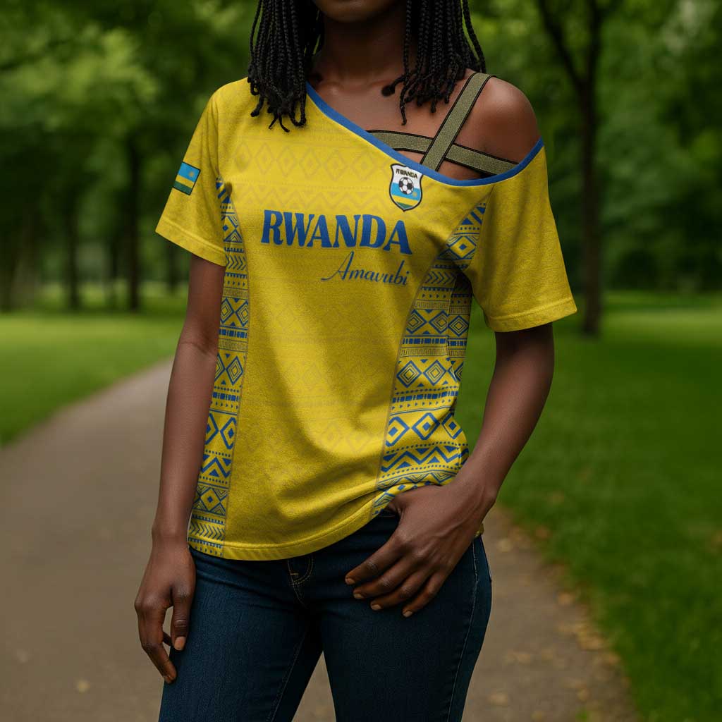 Rwanda Football Custom Cross Shoulder Shirt Stand With Amavubi - Yellow - African Pride