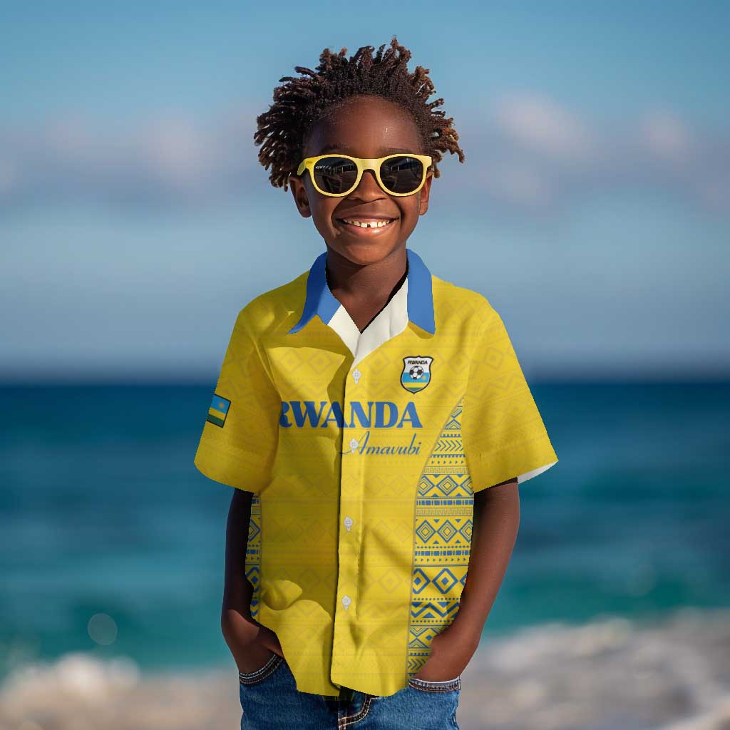 Rwanda Football Custom Kid Hawaiian Shirt Stand With Amavubi - Yellow LT15