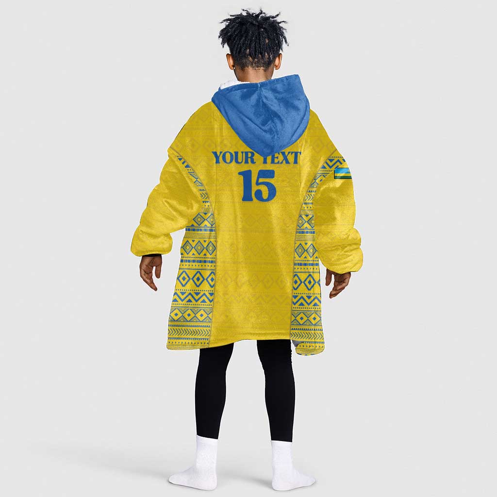 Rwanda Football Custom Kid Wearable Blanket Hoodie Stand With Amavubi - Yellow - African Pride