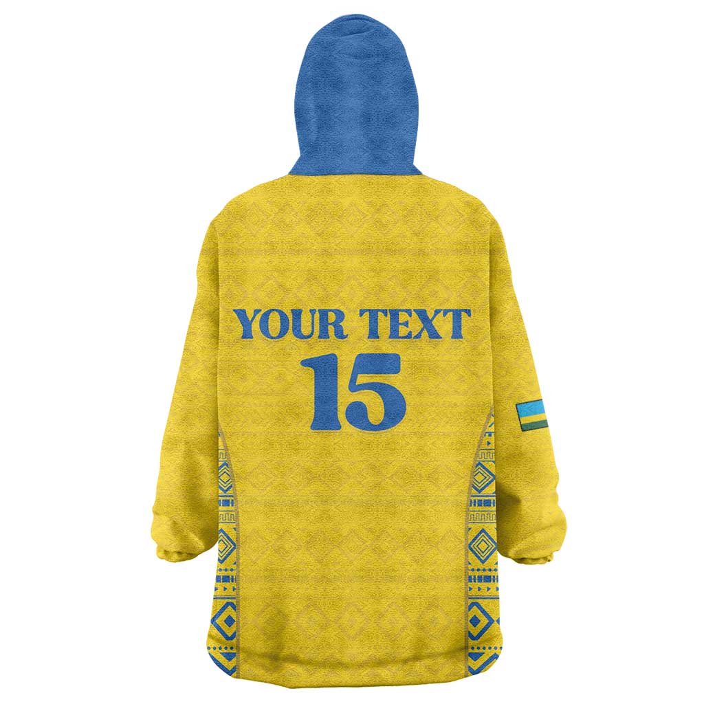 Rwanda Football Custom Kid Wearable Blanket Hoodie Stand With Amavubi - Yellow - African Pride