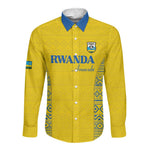 Rwanda Football Custom Long Sleeve Button Shirt Stand With Amavubi - Yellow - African Pride