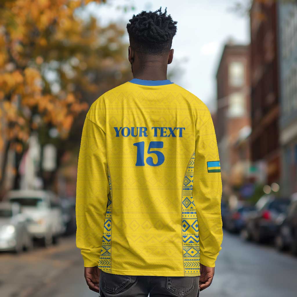 Rwanda Football Custom Long Sleeve Shirt Stand With Amavubi - Yellow - African Pride