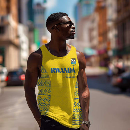 Rwanda Football Custom Men Tank Top Stand With Amavubi - Yellow - African Pride