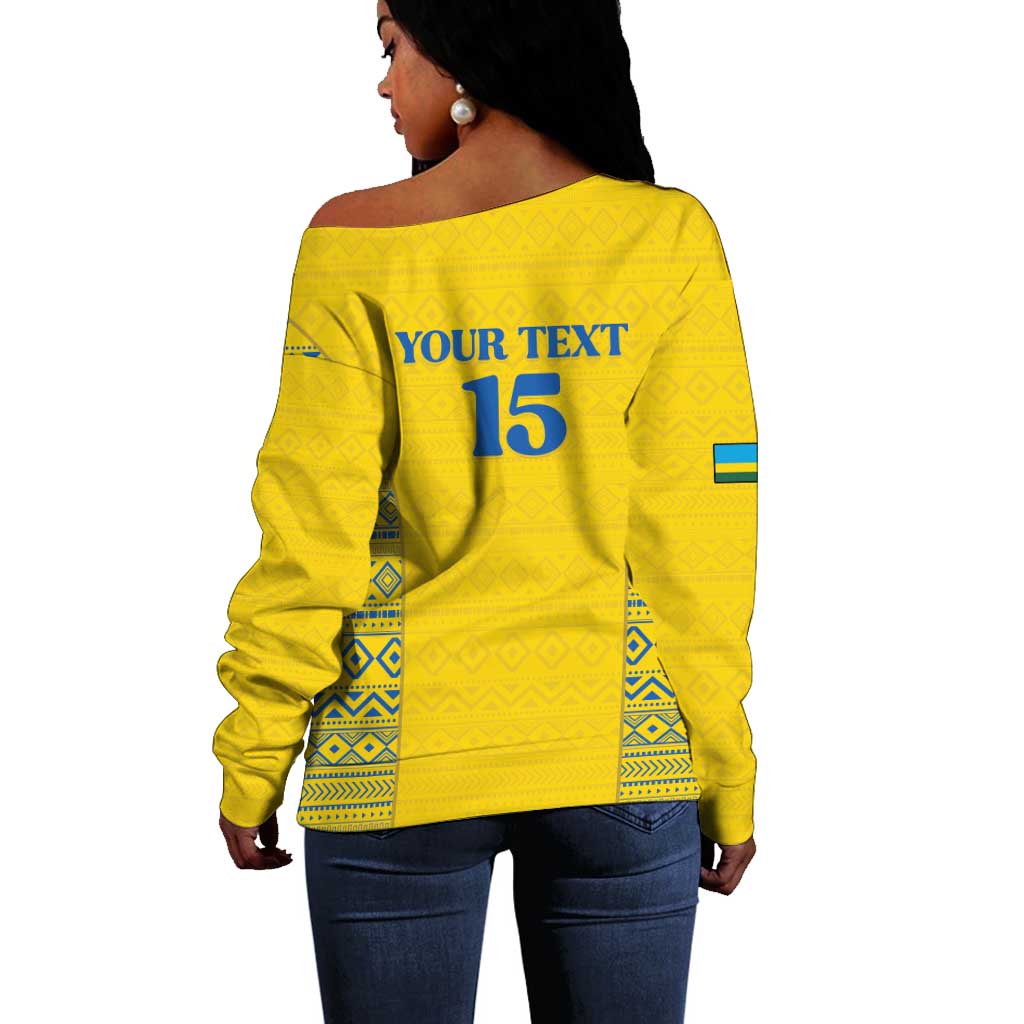 Rwanda Football Custom Off Shoulder Sweater Stand With Amavubi - Yellow - African Pride