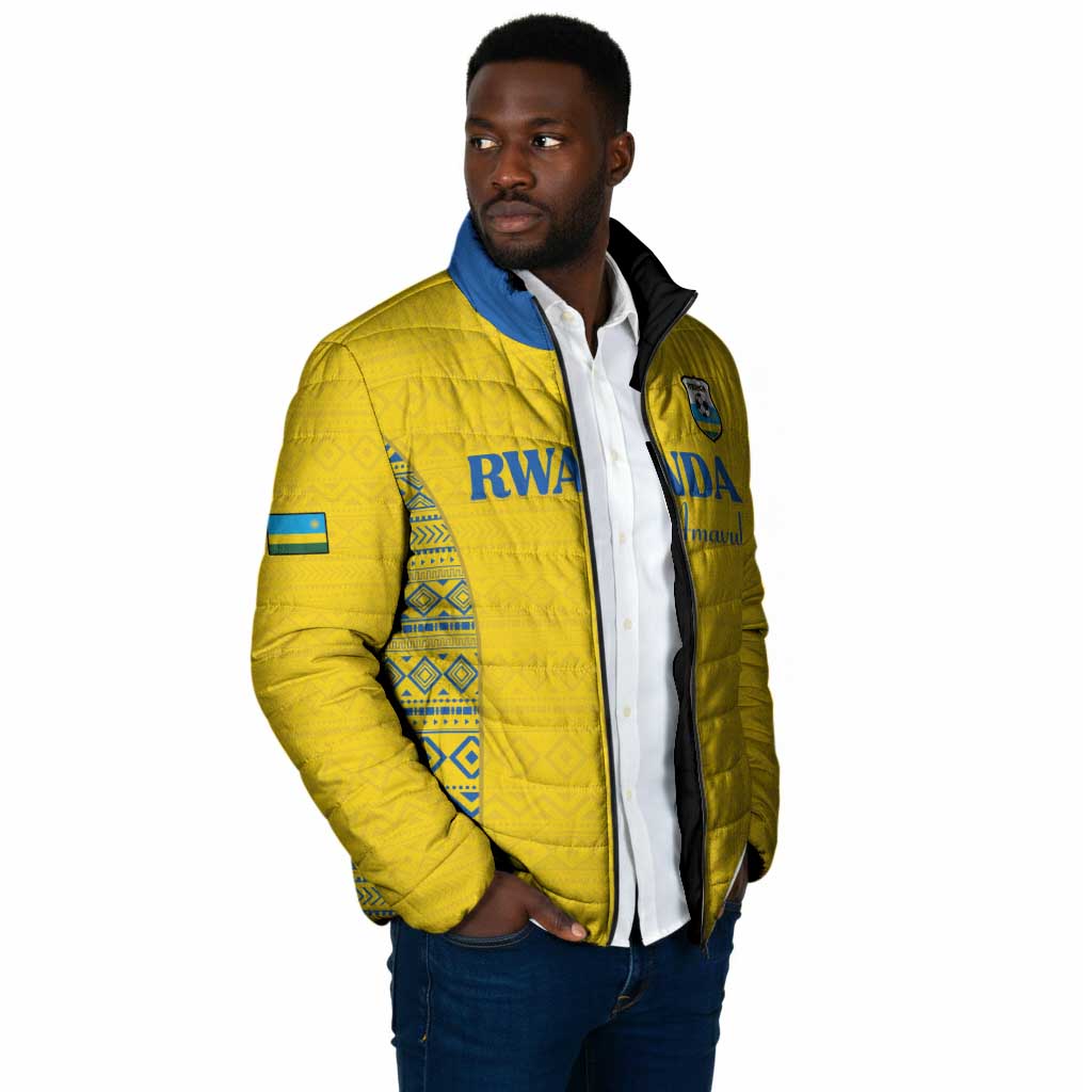 Rwanda Football Custom Padded Jacket Stand With Amavubi - Yellow - African Pride