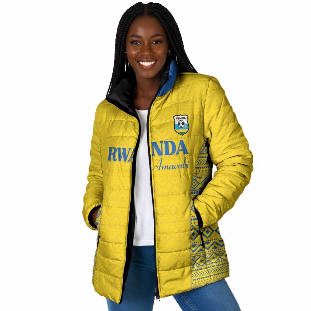 Rwanda Football Custom Padded Jacket Stand With Amavubi - Yellow - African Pride
