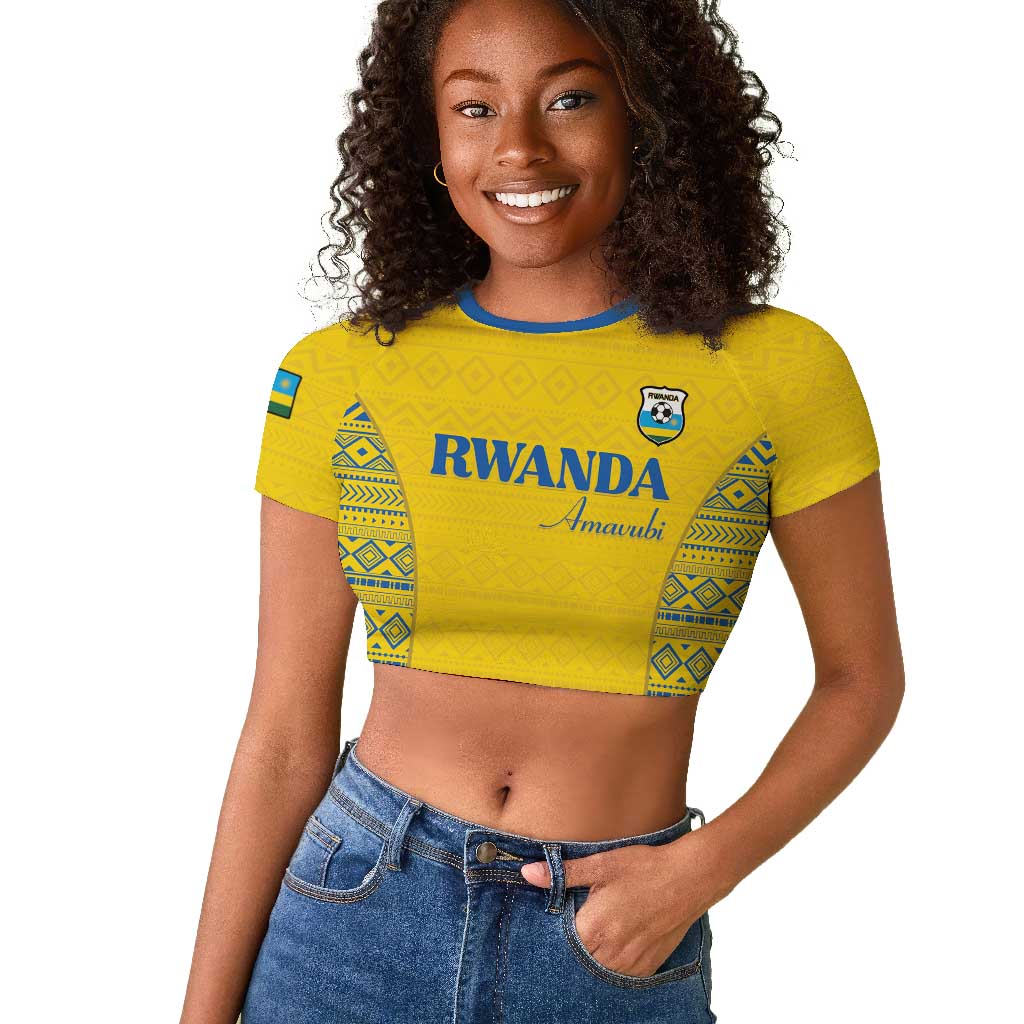 Rwanda Football Custom Raglan Cropped T shirt Stand With Amavubi - Yellow LT15