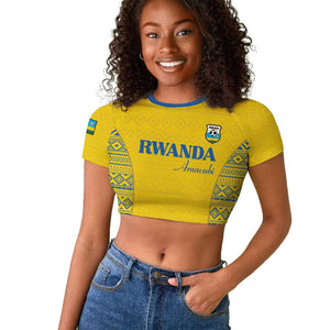 Rwanda Football Custom Raglan Cropped T shirt Stand With Amavubi - Yellow LT15