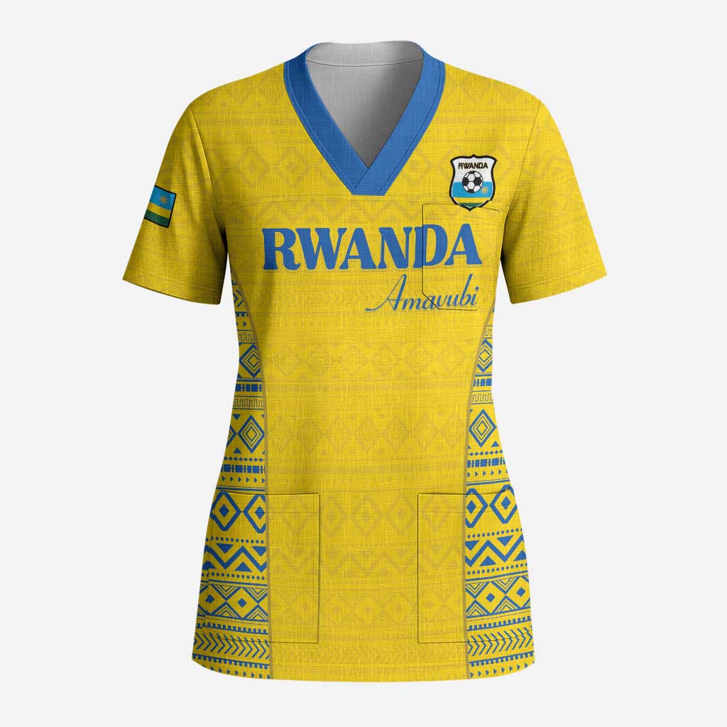 Rwanda Football Custom Scrub Top Stand With Amavubi - Yellow - African Pride