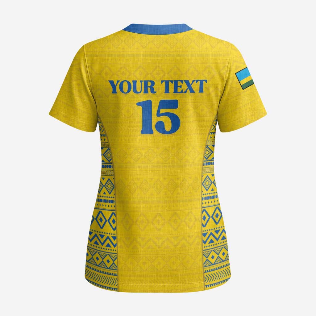 Rwanda Football Custom Scrub Top Stand With Amavubi - Yellow - African Pride