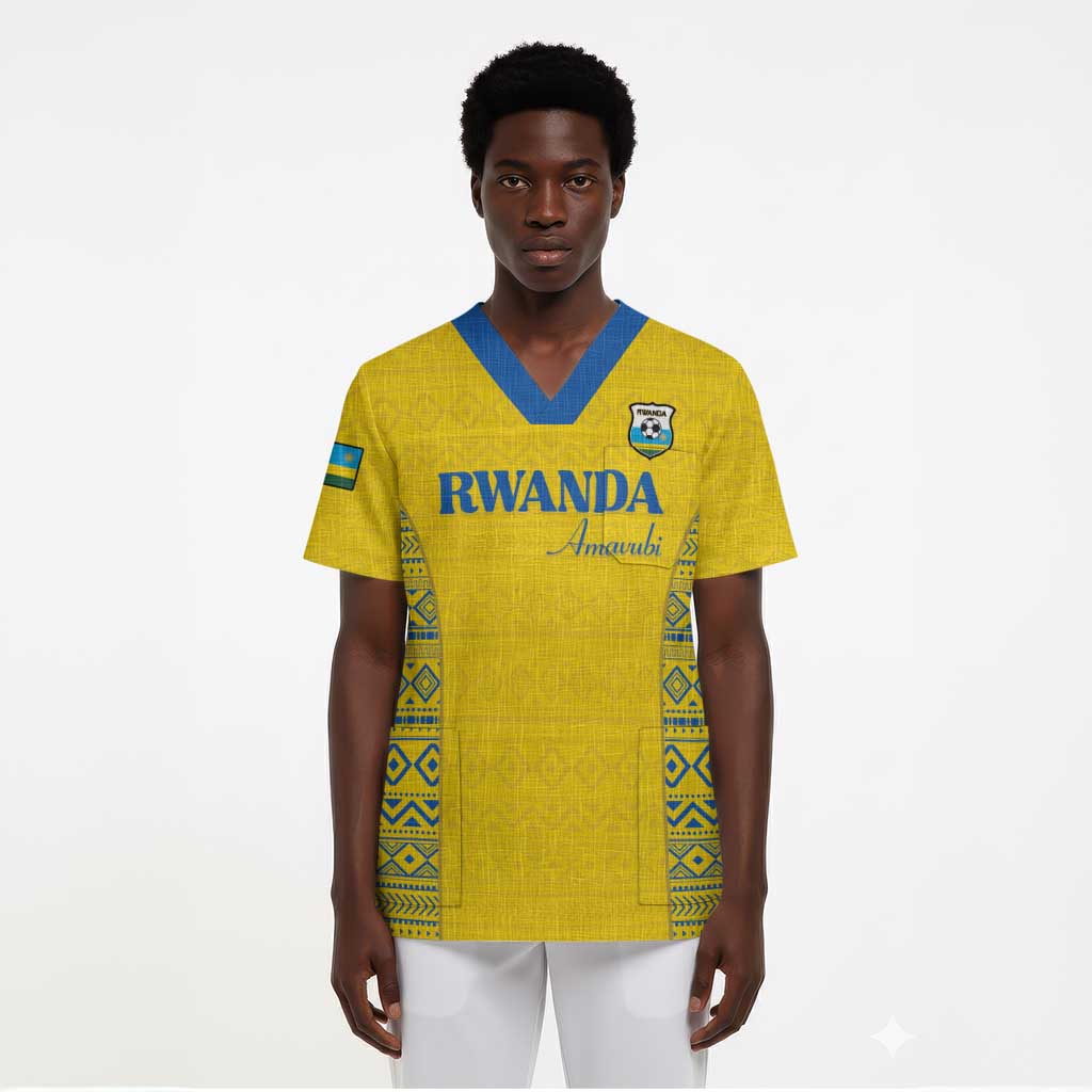 Rwanda Football Custom Scrub Top Stand With Amavubi - Yellow - African Pride