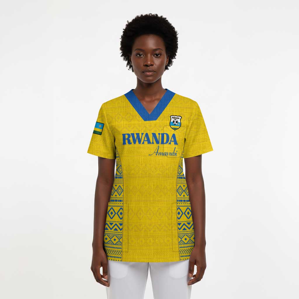 Rwanda Football Custom Scrub Top Stand With Amavubi - Yellow - African Pride