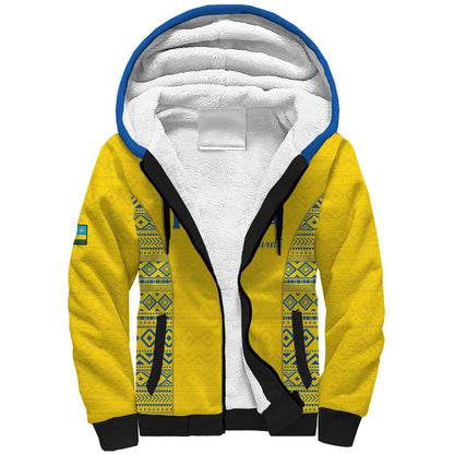 Rwanda Football Custom Sherpa Hoodie Stand With Amavubi - Yellow - African Pride