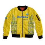 Rwanda Football Custom Sleeve Zip Bomber Jacket Stand With Amavubi - Yellow - African Pride