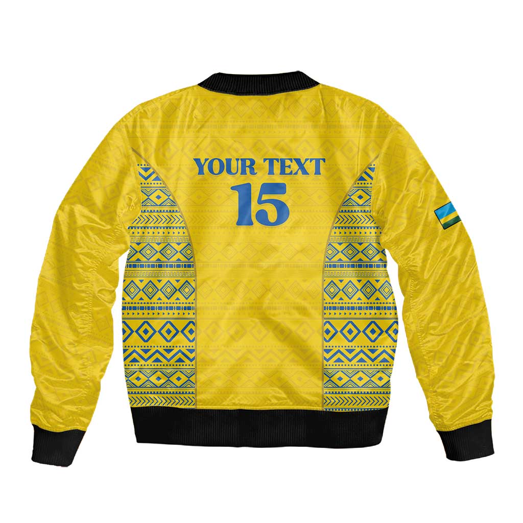 Rwanda Football Custom Sleeve Zip Bomber Jacket Stand With Amavubi - Yellow - African Pride
