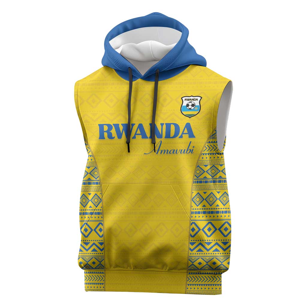 Rwanda Football Custom Sleeveless Hoodie Stand With Amavubi - Yellow - African Pride