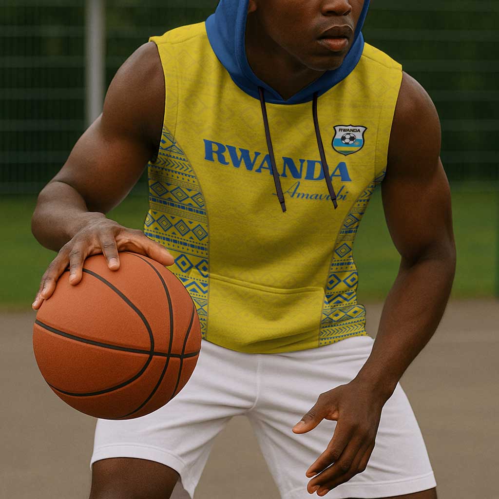 Rwanda Football Custom Sleeveless Hoodie Stand With Amavubi - Yellow - African Pride