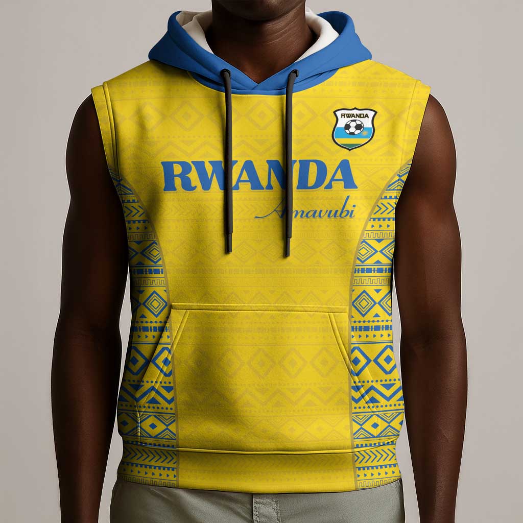 Rwanda Football Custom Sleeveless Hoodie Stand With Amavubi - Yellow - African Pride