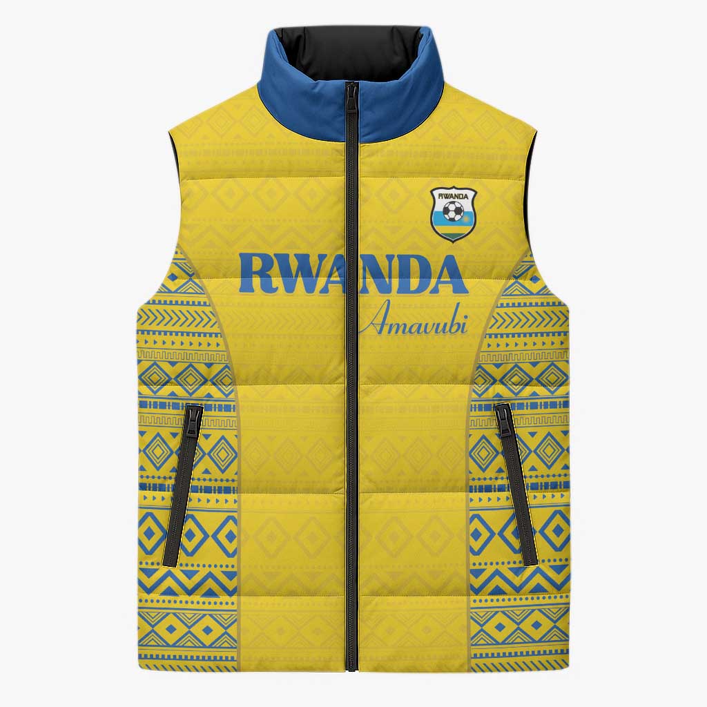 Rwanda Football Custom Sleeveless Puffer Jacket Stand With Amavubi - Yellow - African Pride