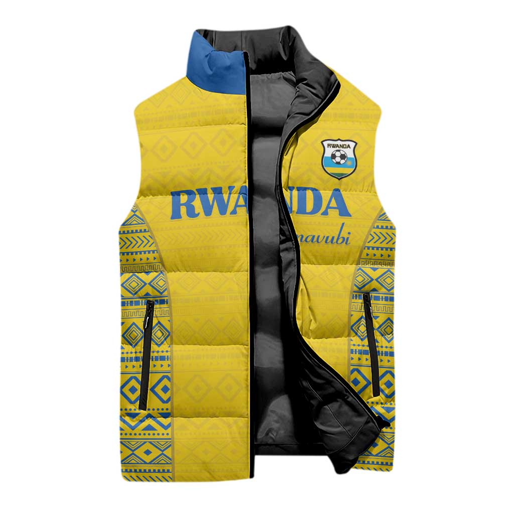 Rwanda Football Custom Sleeveless Puffer Jacket Stand With Amavubi - Yellow - African Pride