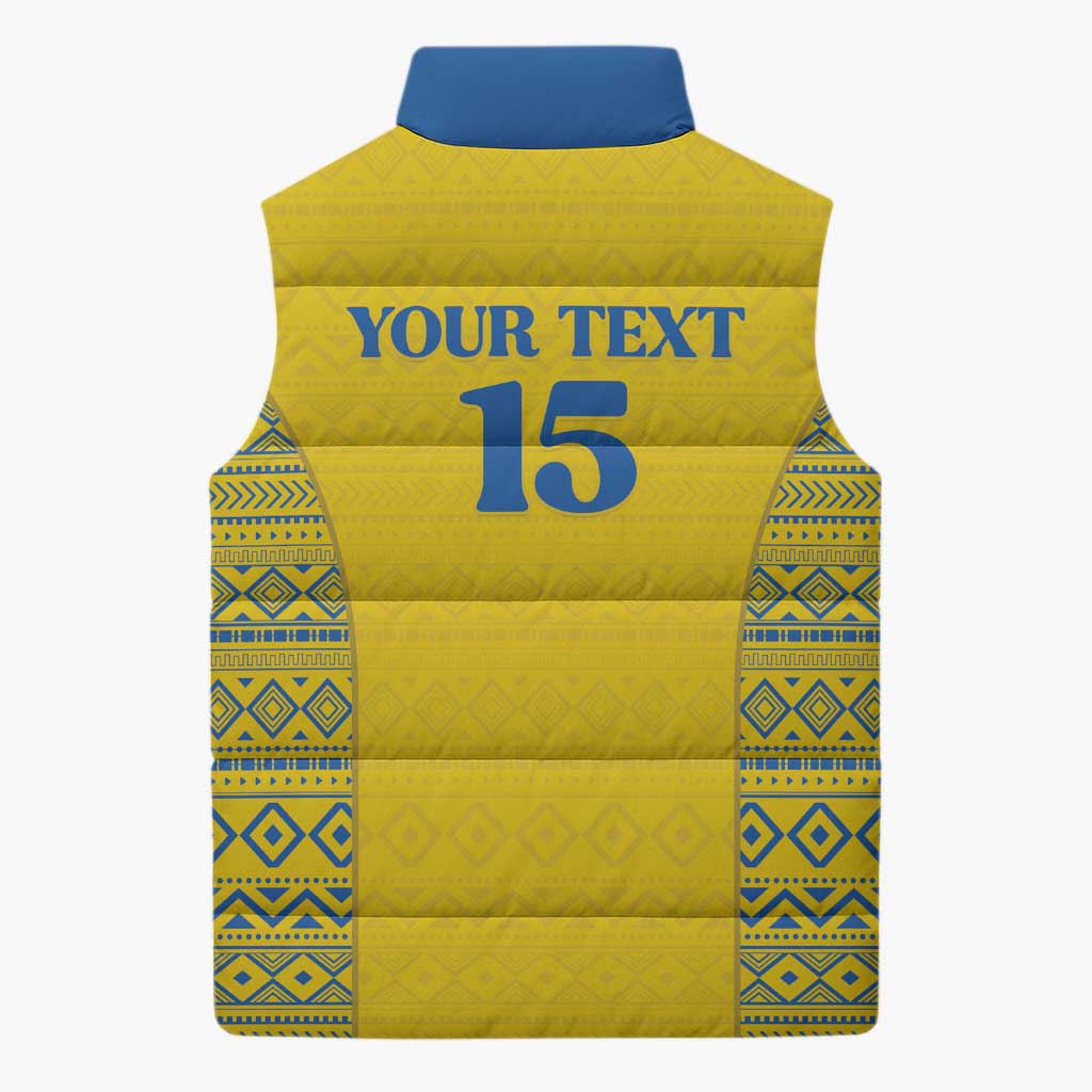 Rwanda Football Custom Sleeveless Puffer Jacket Stand With Amavubi - Yellow - African Pride