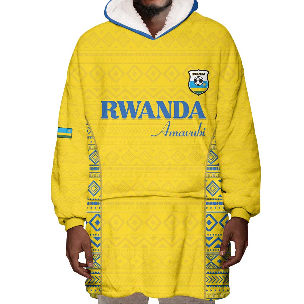 Rwanda Football Custom Wearable Blanket Hoodie Stand With Amavubi - Yellow - African Pride