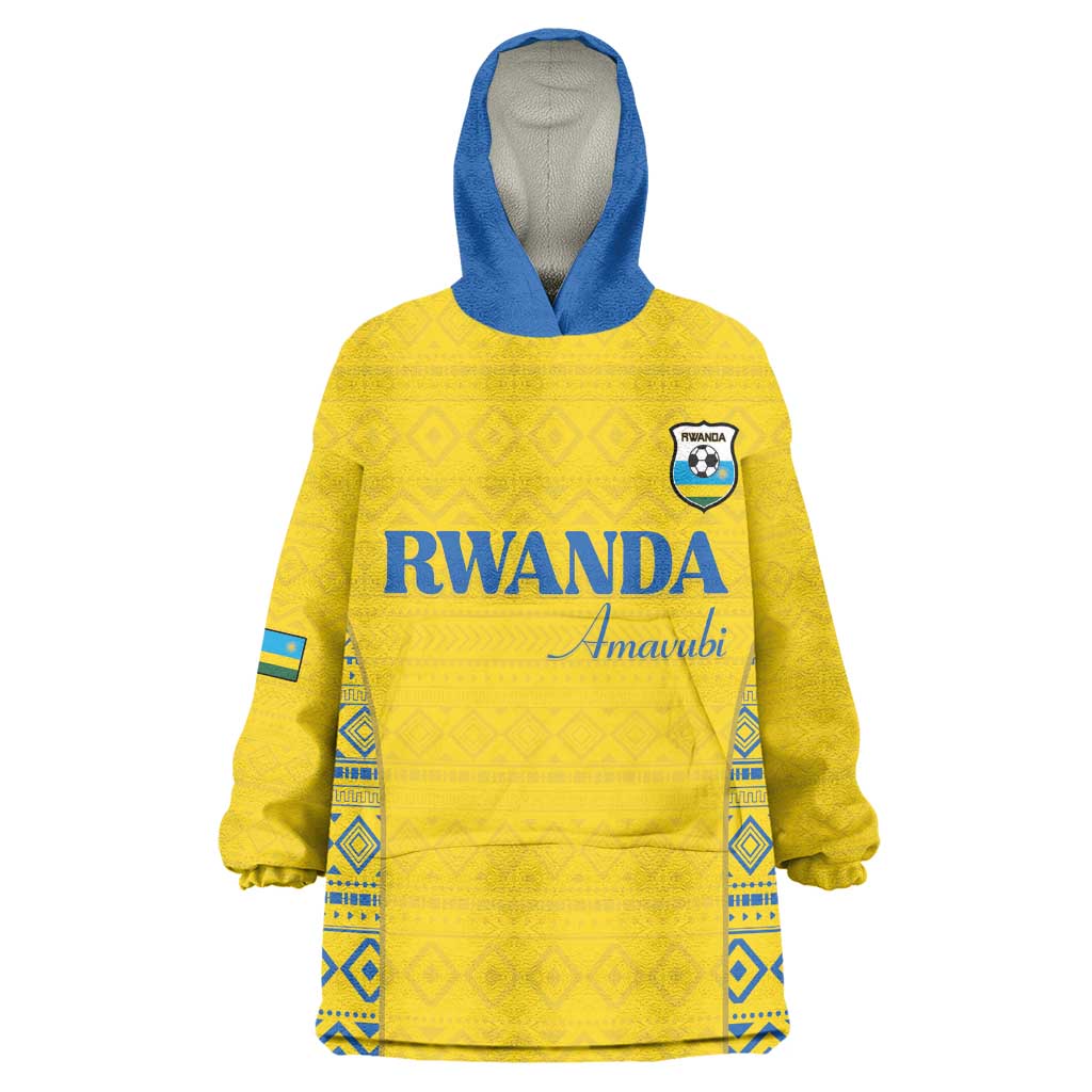 Rwanda Football Custom Wearable Blanket Hoodie Stand With Amavubi - Yellow - African Pride