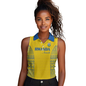 Rwanda Football Custom Women Sleeveless Polo Shirt Stand With Amavubi - Yellow - African Pride