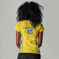 Rwanda Football Custom Women V-Neck T-Shirt Stand With Amavubi - Yellow LT15