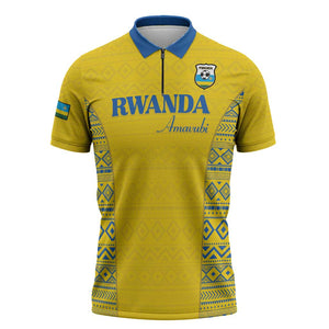 Rwanda Football Custom Zipper Polo Shirt Stand With Amavubi - Yellow - African Pride