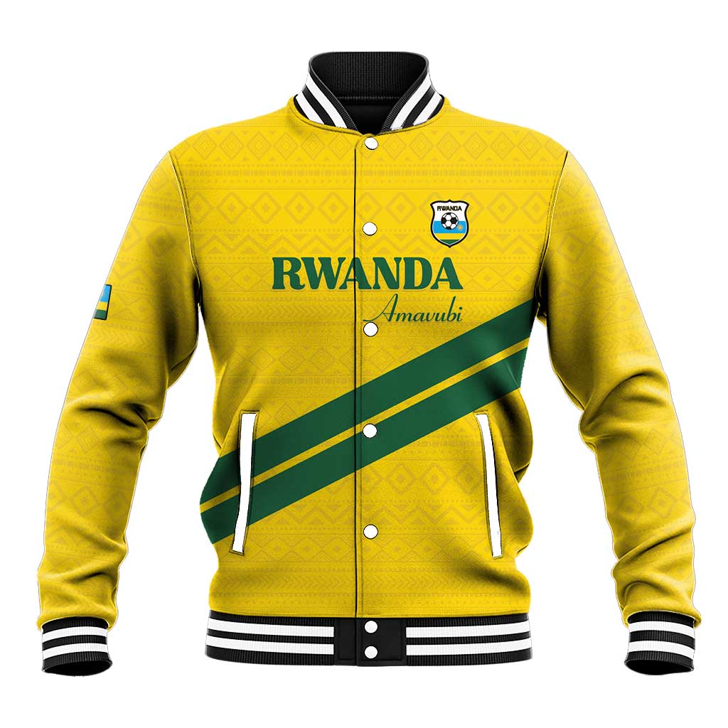 Custom Rwanda Football Baseball Jacket Pride Of Rwanda - Yellow - African Pride