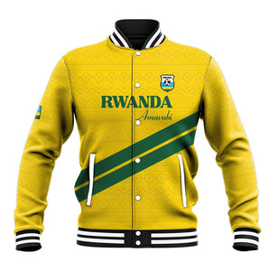 Custom Rwanda Football Baseball Jacket Pride Of Rwanda - Yellow - African Pride