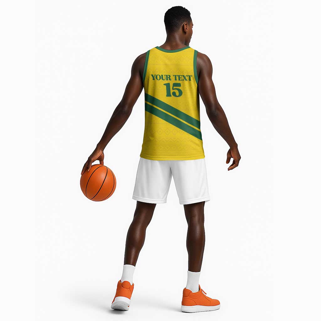 Custom Rwanda Football Basketball Jersey Pride Of Rwanda - Yellow - African Pride