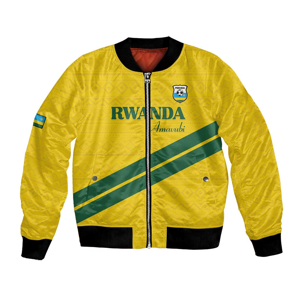 Custom Rwanda Football Bomber Jacket Pride Of Rwanda - Yellow - African Pride