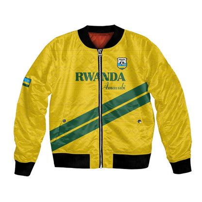 Custom Rwanda Football Bomber Jacket Pride Of Rwanda - Yellow - African Pride