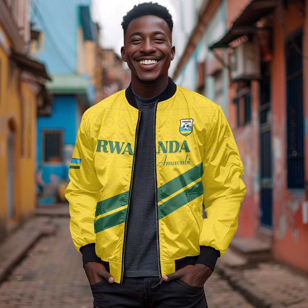 Custom Rwanda Football Bomber Jacket Pride Of Rwanda - Yellow - African Pride