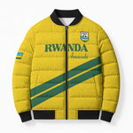 Custom Rwanda Football Bomber Puffer Jacket Pride Of Rwanda - Yellow - African Pride