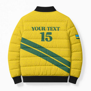 Custom Rwanda Football Bomber Puffer Jacket Pride Of Rwanda - Yellow - African Pride