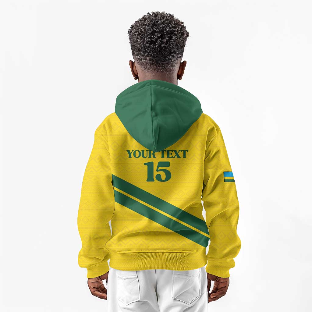 Custom Rwanda Football Kid Hoodie Pride Of Rwanda - Yellow - African Pride