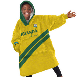 Custom Rwanda Football Kid Wearable Blanket Hoodie Pride Of Rwanda - Yellow - African Pride