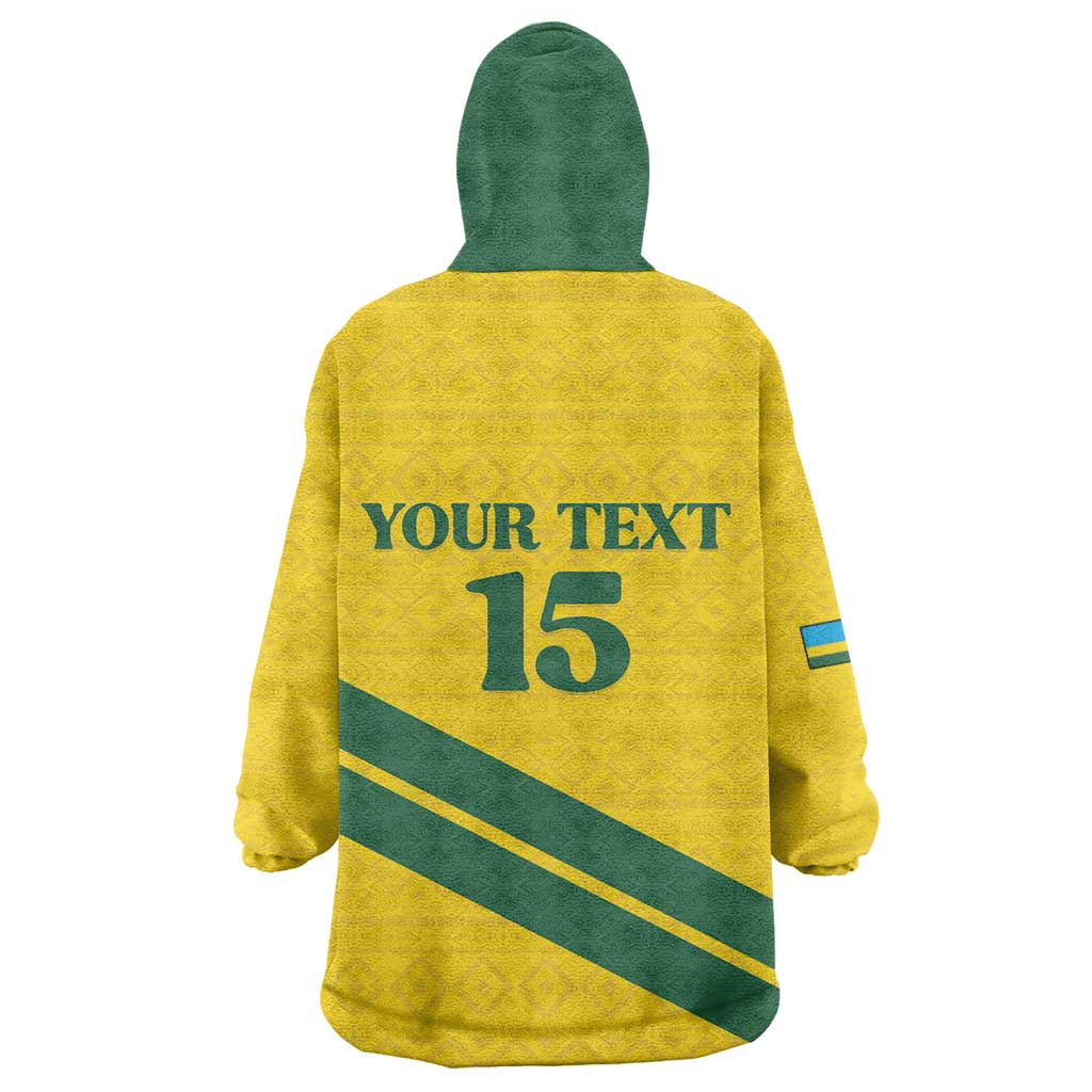 Custom Rwanda Football Kid Wearable Blanket Hoodie Pride Of Rwanda - Yellow - African Pride