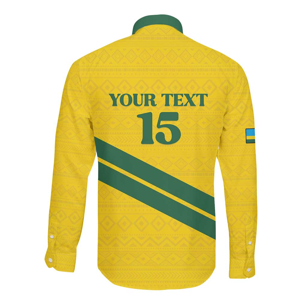 Custom Rwanda Football Long Sleeve Button Shirt Pride Of Rwanda - Yellow - African Pride