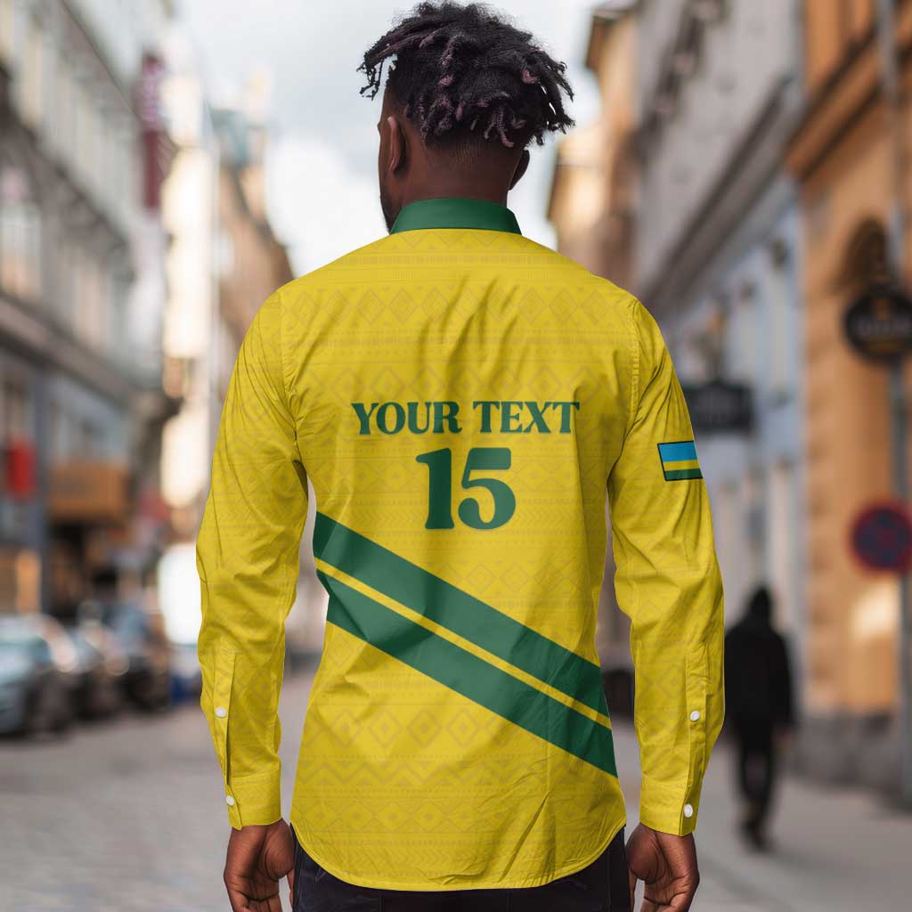 Custom Rwanda Football Long Sleeve Button Shirt Pride Of Rwanda - Yellow - African Pride